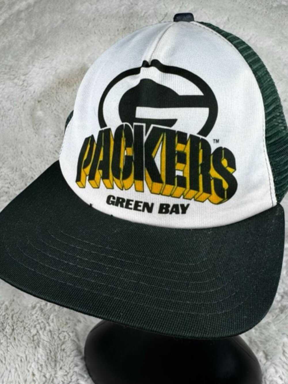 Green Bay Packers Vintage Trucker Hat Foam Mesh Snapback Made In USA New Era NFL